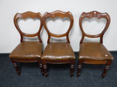 Three Victorian mahogany dining chairs