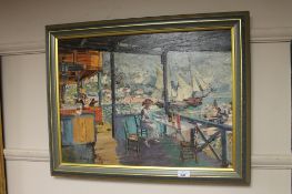 An Artagraph edition : Figure by bar, framed.