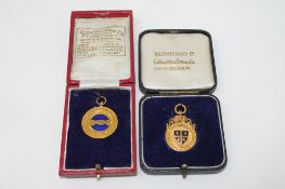 A 9ct gold and enamel Northern Football Combination medal, 'Runners Up South Pontop Villa 1927-28',