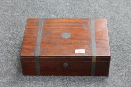 A Victorian metal bound writing box