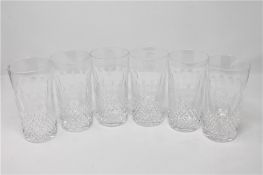 A set of six Waterford Crystal lemonade glasses, height 14 cm.