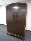 A mid 20th century mahogany Queen Anne style double door wardrobe and dressing table with triple