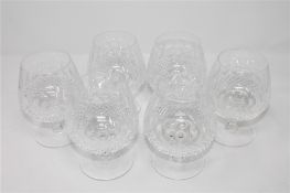 A set of six Waterford Crystal brandy glasses, height 13 cm.
