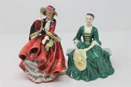 Two Royal Doulton figures - Top o' The hill HN1834 and a Lady from Williamsburg HN 2228