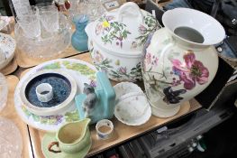 A tray of Port Merion lidded soup tureen, Royal Worcester serving plate, Carlton ware jug on stand,