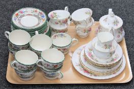 A tray of sixteen piece Royal Albert Moss rose tea service together with a further twenty seven