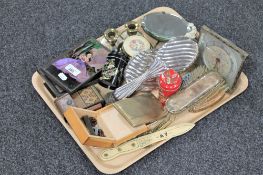 A tray of dressing table set, hand mirror and brush, barbola mirror,