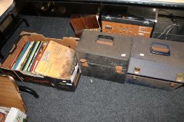 A box and two cases containing LP's, easy listening,