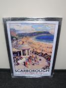 A framed railway advertising picture,