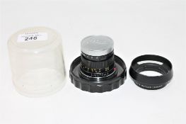 A Summicron lens 2439869, Leitz Wetzlar 1:2/50 with hood.