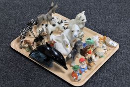 A tray of china animal ornaments, German Zebra,