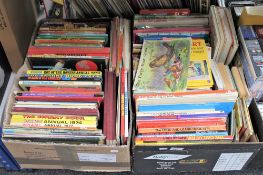 Two boxes of mid twentieth century and later annuals and children's books - Joe 90, Broons,