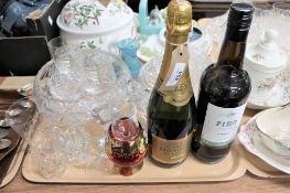 A tray of glass ware,