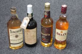 A bottle of Burmester vintage character port together with a further three 70cl bottles of