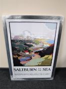 A framed railway advertising picture,