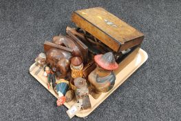A tray of Victorian walnut table box,