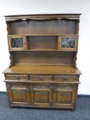 A carved oak dresser