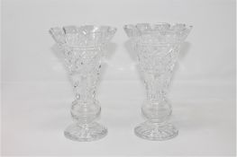 A pair of Waterford crystal fluted vases, height 20 cm.