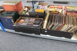 Three boxes and two cases containing LP's and CD's