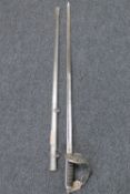 An Elizabeth II infantry officer's sword in scabbard