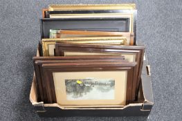 A box of four early twentieth century oak framed black and white prints - Seasons together with