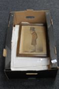 A box containing a quantity of unframed maps, various,