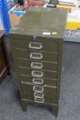 A metal eight drawer index chest