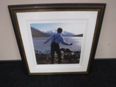 A framed Ian Fleming limited edition print, 'Throwing Stones', number 102/150,