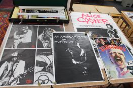 A quantity of late twentieth century posters including Led Zeppelin, Scorpions, American Prayer,