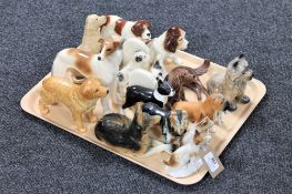 A tray of collection of china dog ornaments,