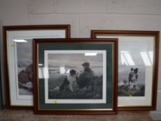 Three mahogany framed Nigel Hemming signed limited edition prints - Border Country,