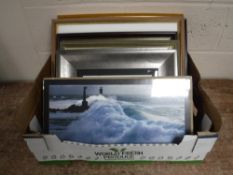 A box of framed and unframed photographs including shipyard scenes,