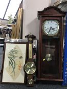 A Lincoln 31 day wall clock together with a contemporary barometer,