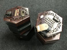 A Lachenal & Co 24 button concertina, with rosewood fretwork ends (for restoration),