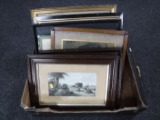 A box of four early twentieth century oak framed black and white prints - Seasons together with