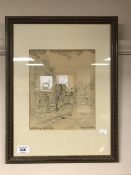 George Horton : The Bull Ring, North Shields, pencil, signed, framed.