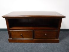A Barker and Stonehouse mahogany entertainment stand fitted with two drawers