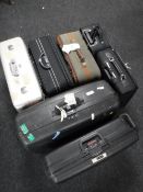Seven luggage cases