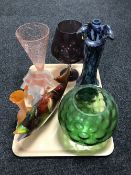 A tray of 1970's glass ware, Caithness vases and glass,