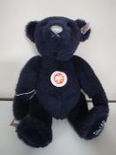 A Steiff blue mohair bear - Swarovski musical bear 'Twinkle Twinkle', length 27 cm.