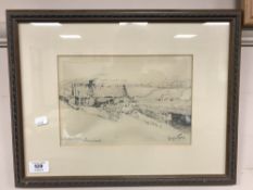 George Horton : Seaton Sluice, pencil, signed, framed.
