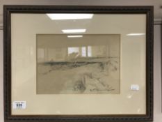 George Horton : On the Northumberland Coast, pencil, framed.