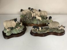 Three Border Fine Arts figures; Gathering in the Strays by Ray Ayres,