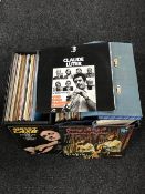 A box of three cases of LP's, Deep Purple, The Clash,