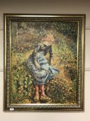 An Artagraph edition : Young girl amongst flowers, framed.