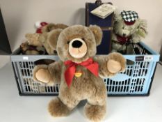 Two boxes of teddy bears, Steiff bobby bear,