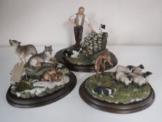 Three Country Artists figures; Working Partnership, Pause for Thought and Wolf Pack,