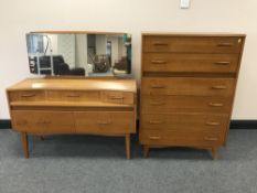 A mid 20th century teak six drawer chest and dressing chest