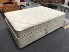 A 4'6 Sealy Posturepedic storage divan set