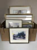 A box of pictures and prints including Gordon King prints,